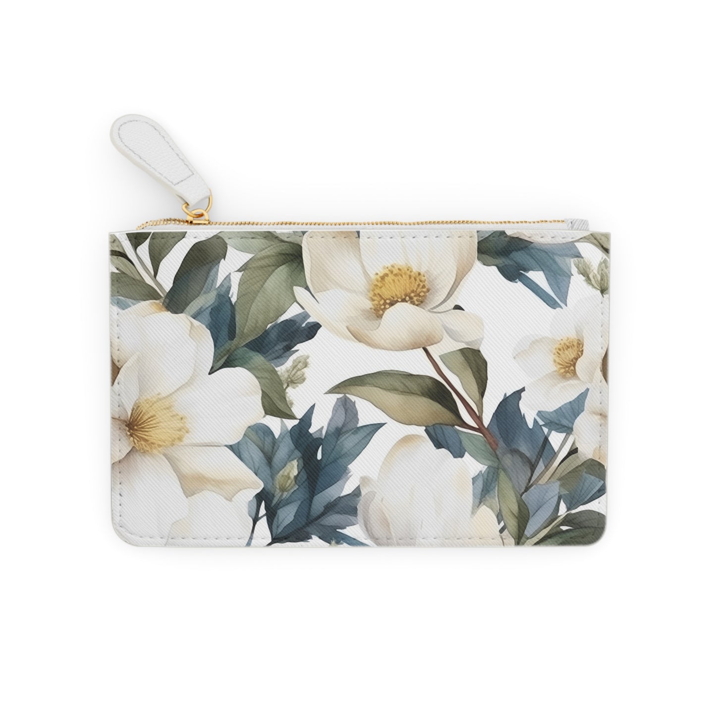 White Blue Floral Mini Clutch Bag