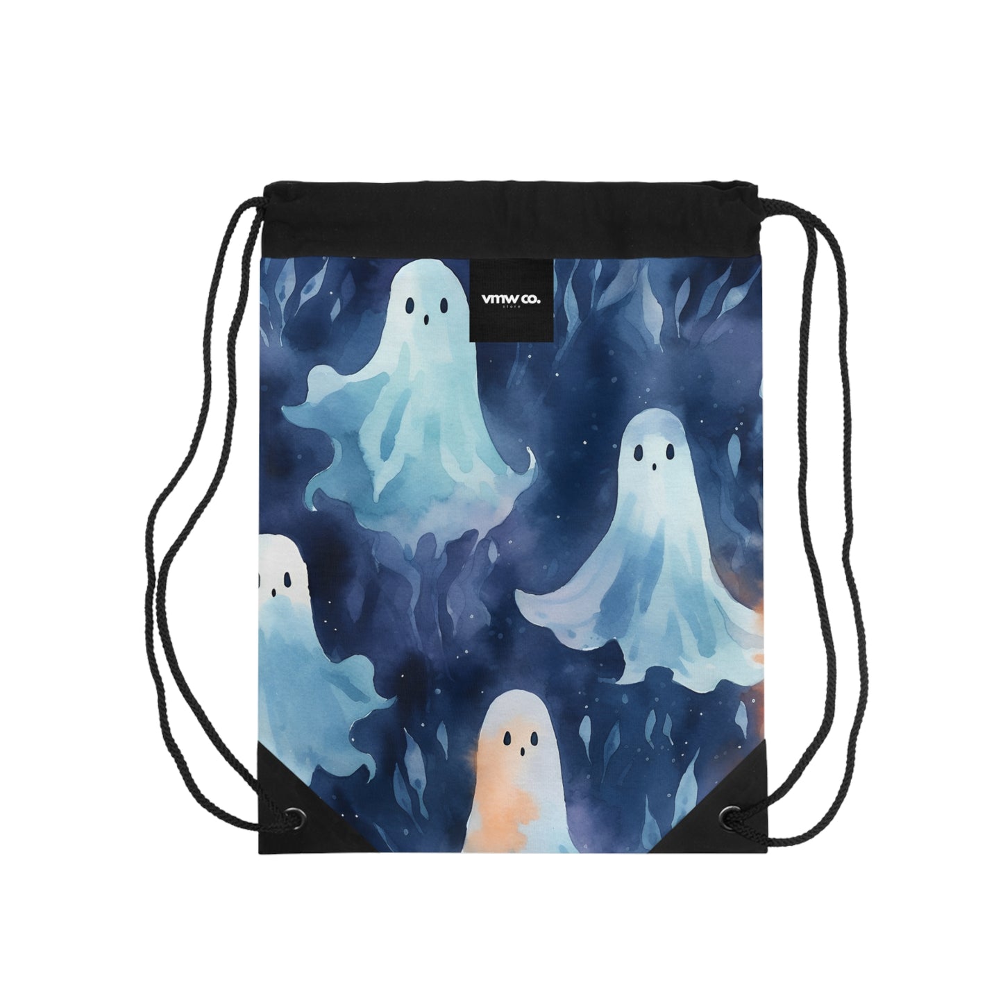 Ghosts Blue Drawstring Bag