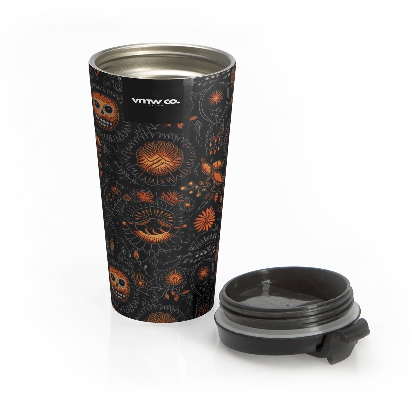 Halloween Black Orange Stainless Steel Travel Mug