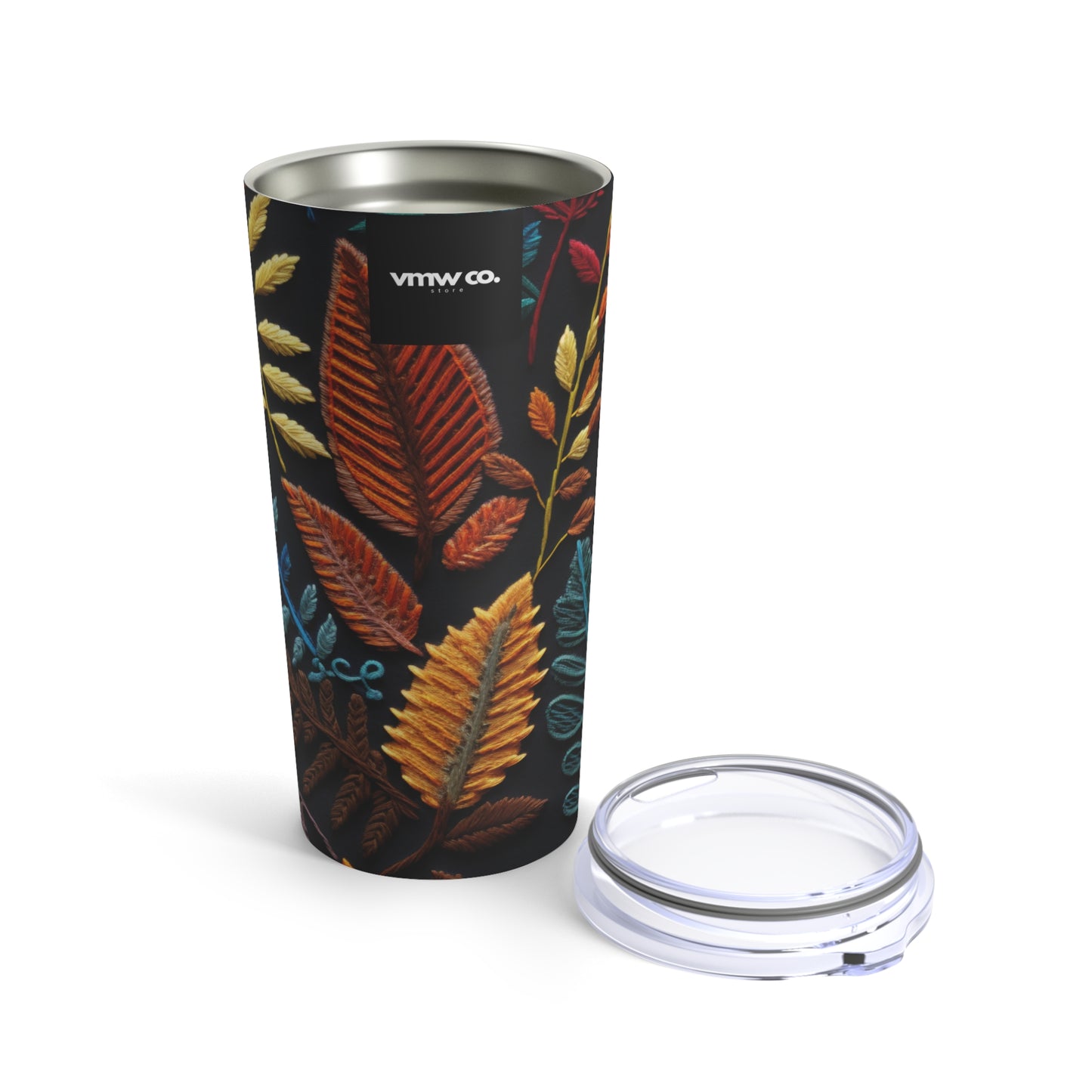 Embroidered Fall Leaves Tumbler 20oz