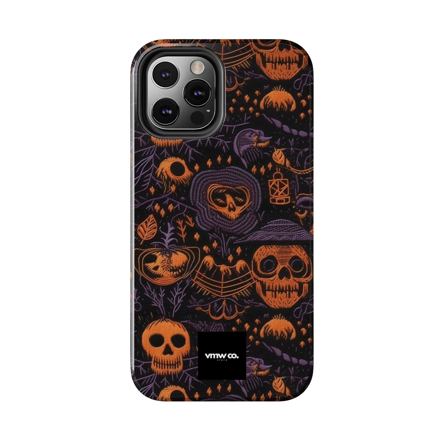 Embroidered Skull Black Purple iPhone Tough Phone Cases