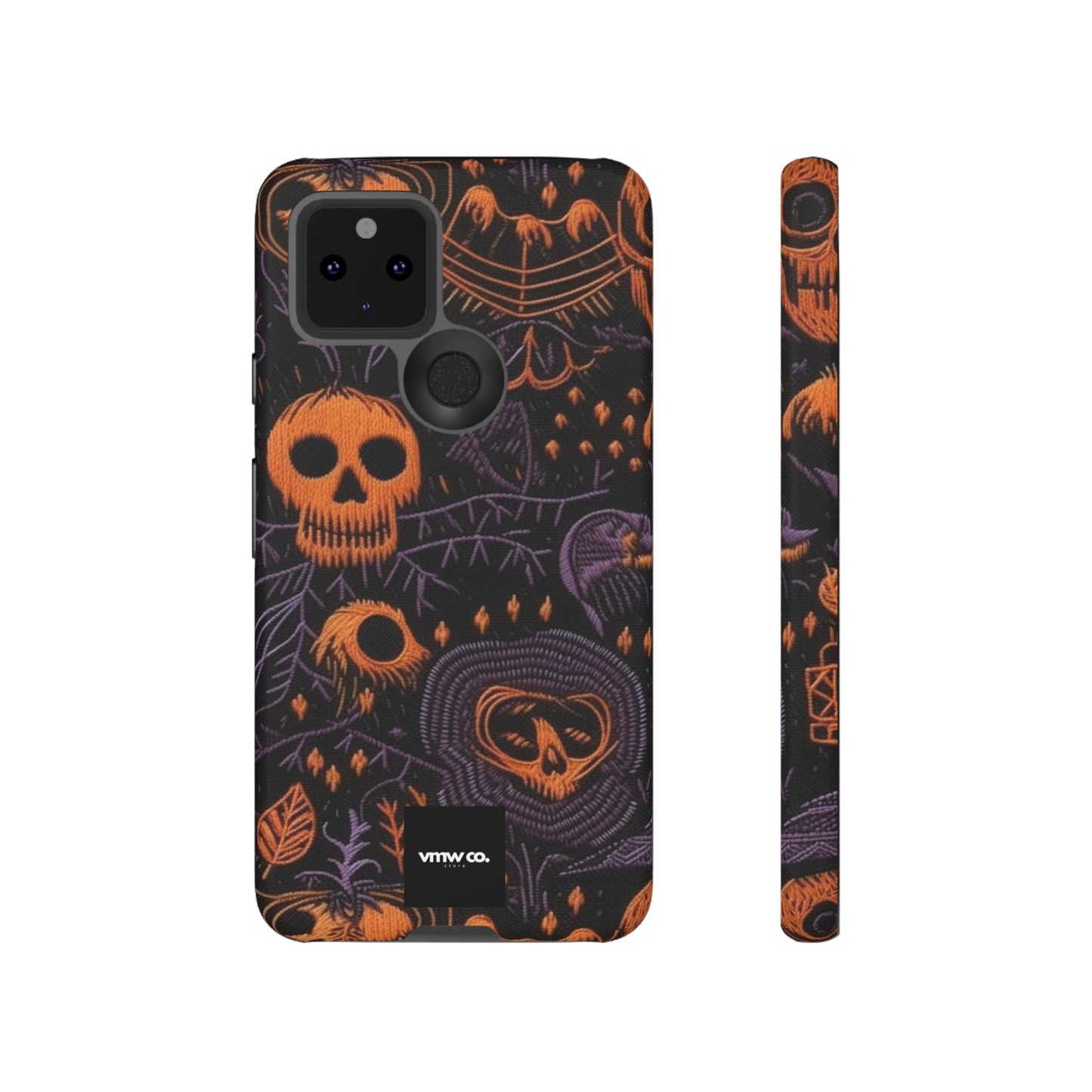 Embroidered Skull Black Purple Android Tough Cases