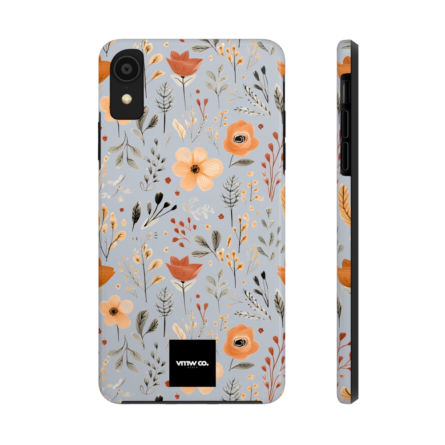 Fall Floral Blue iPhone Tough Phone Cases