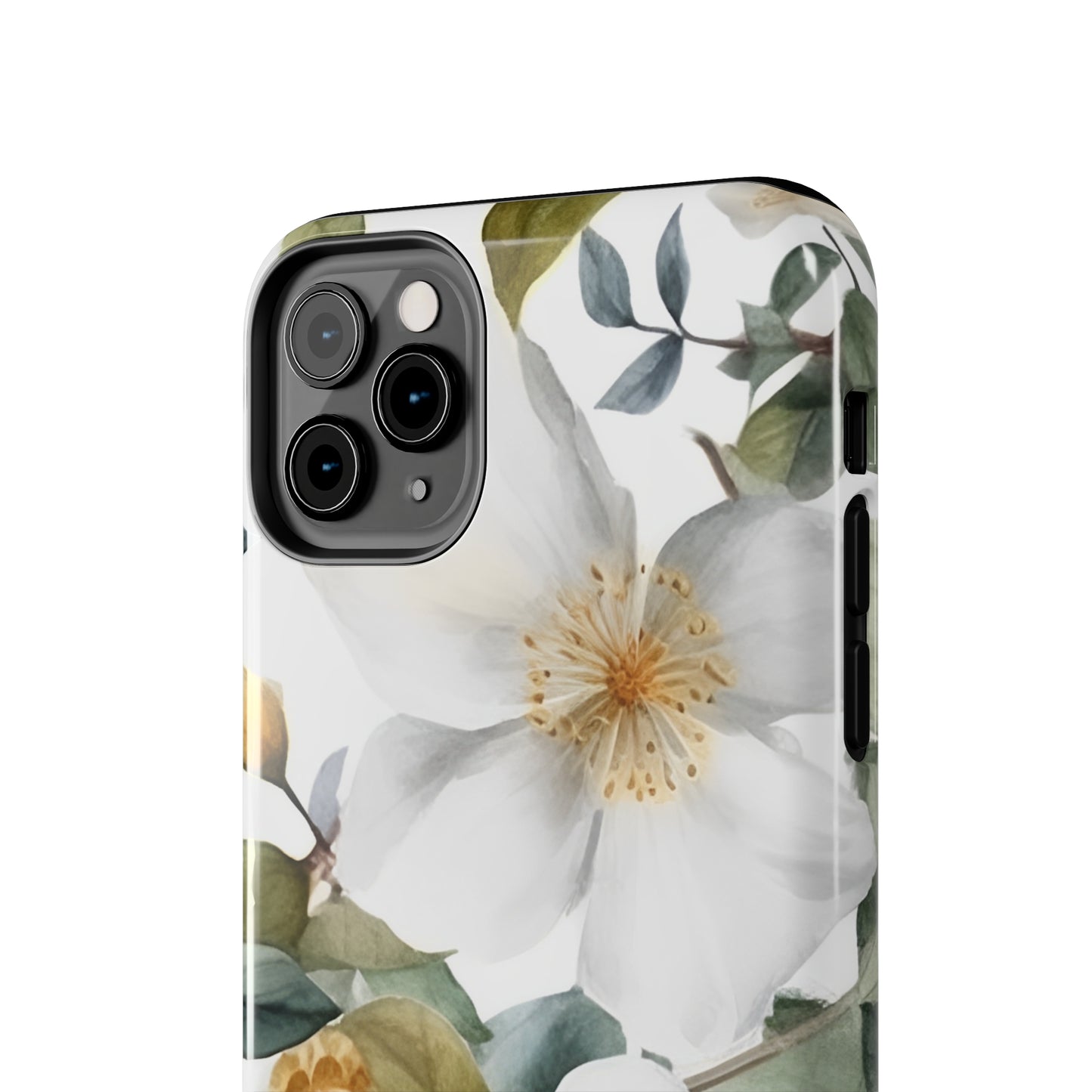 White Floral iPhone Tough Phone Cases