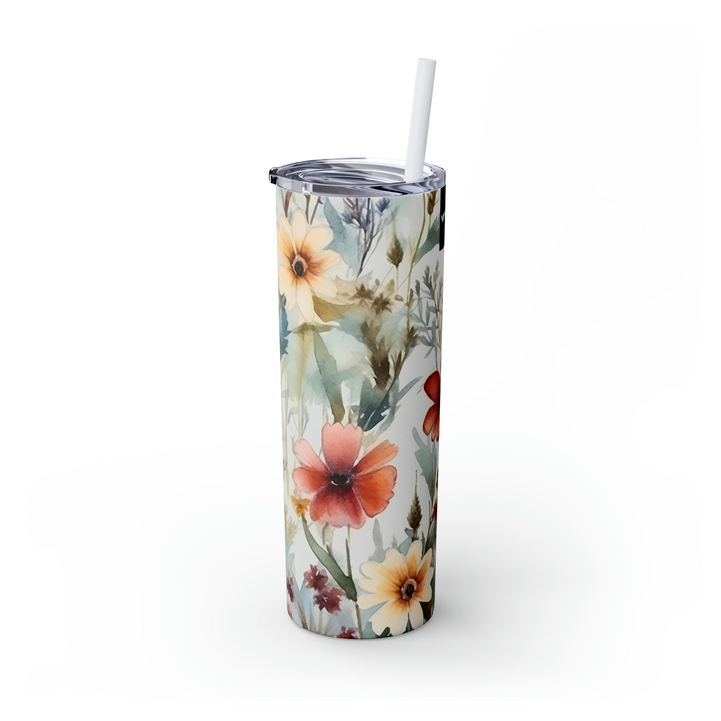 Ethereal Bloom Skinny Tumbler with Straw, 20oz