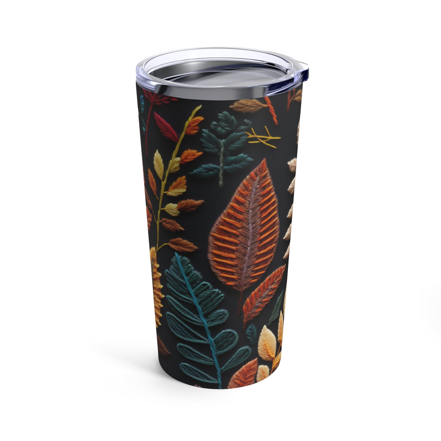Embroidered Fall Leaves Tumbler 20oz