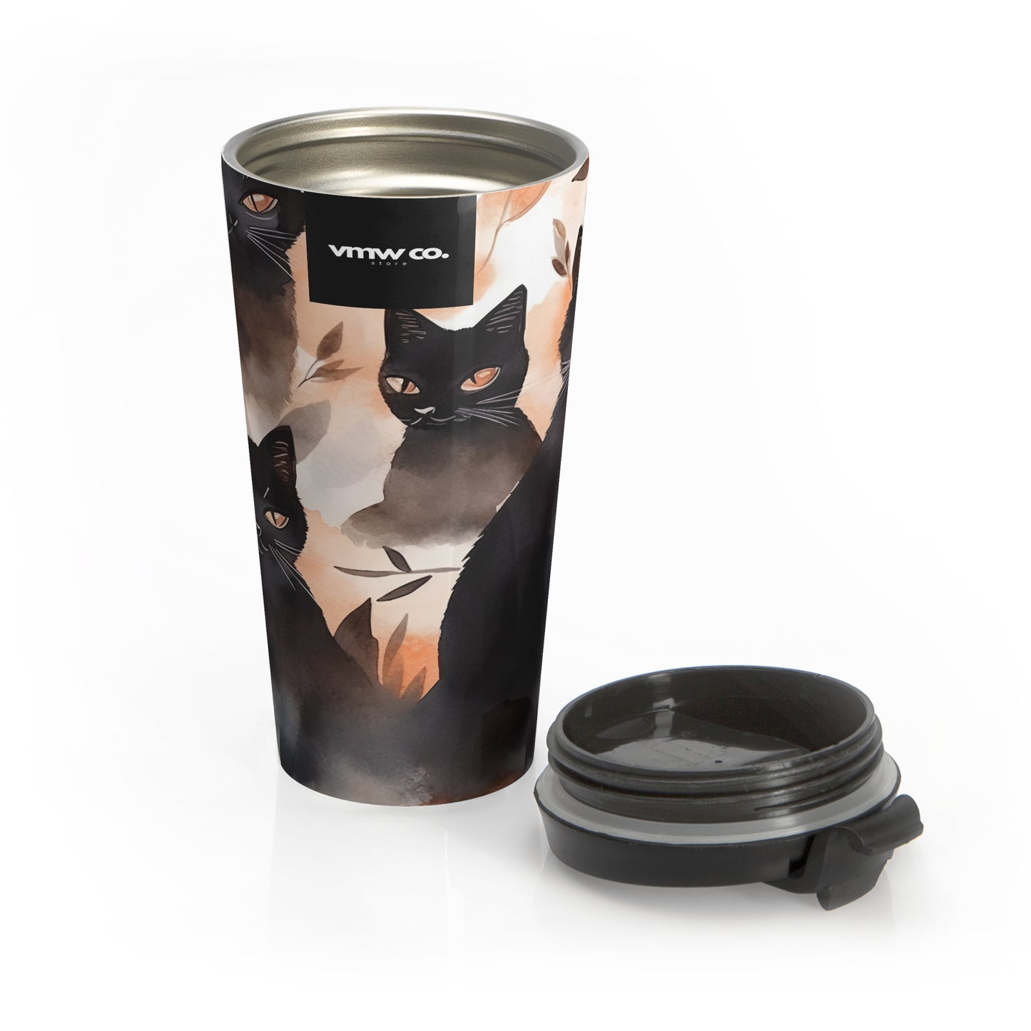 Black Cat Stainless Steel Travel Mug