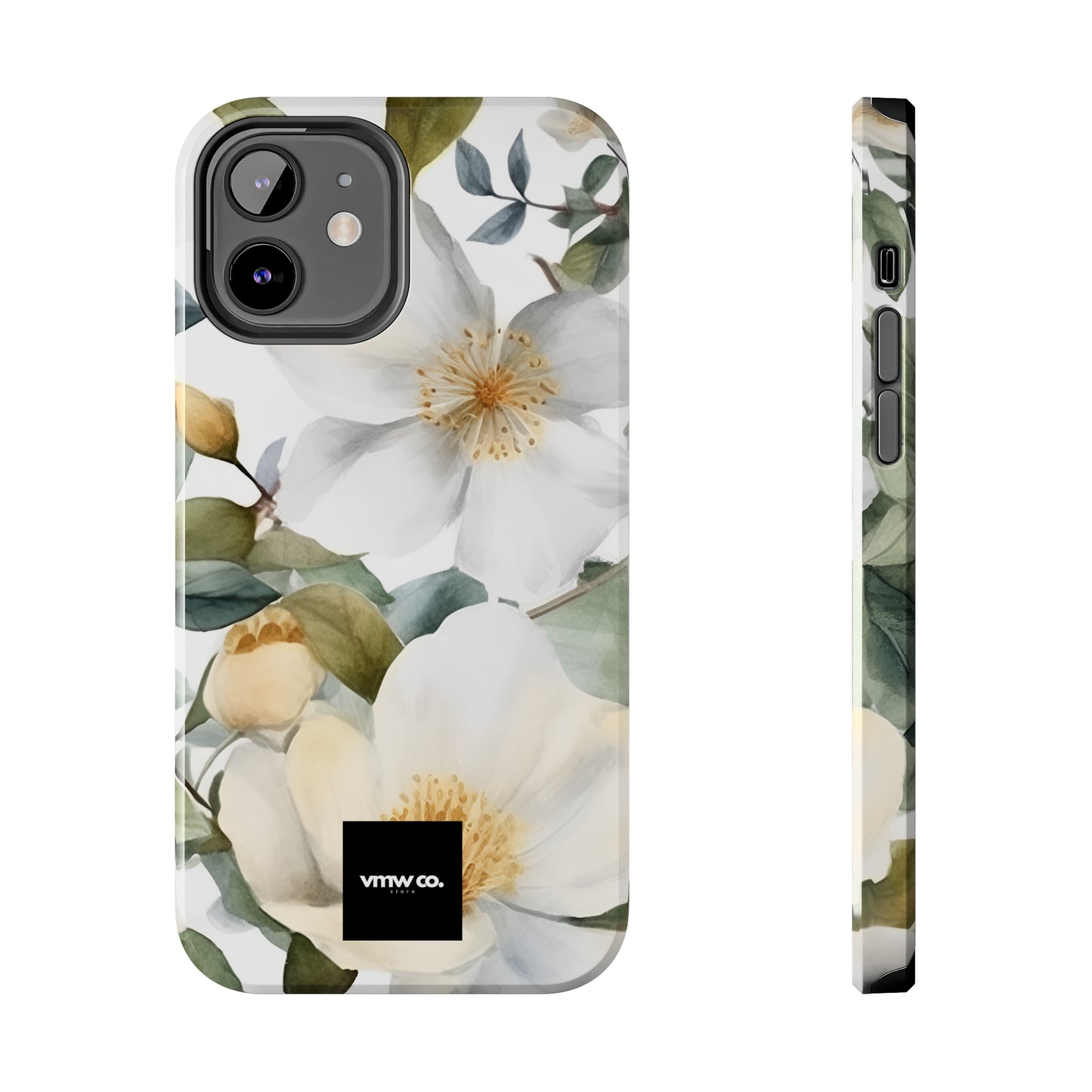White Floral iPhone Tough Phone Cases