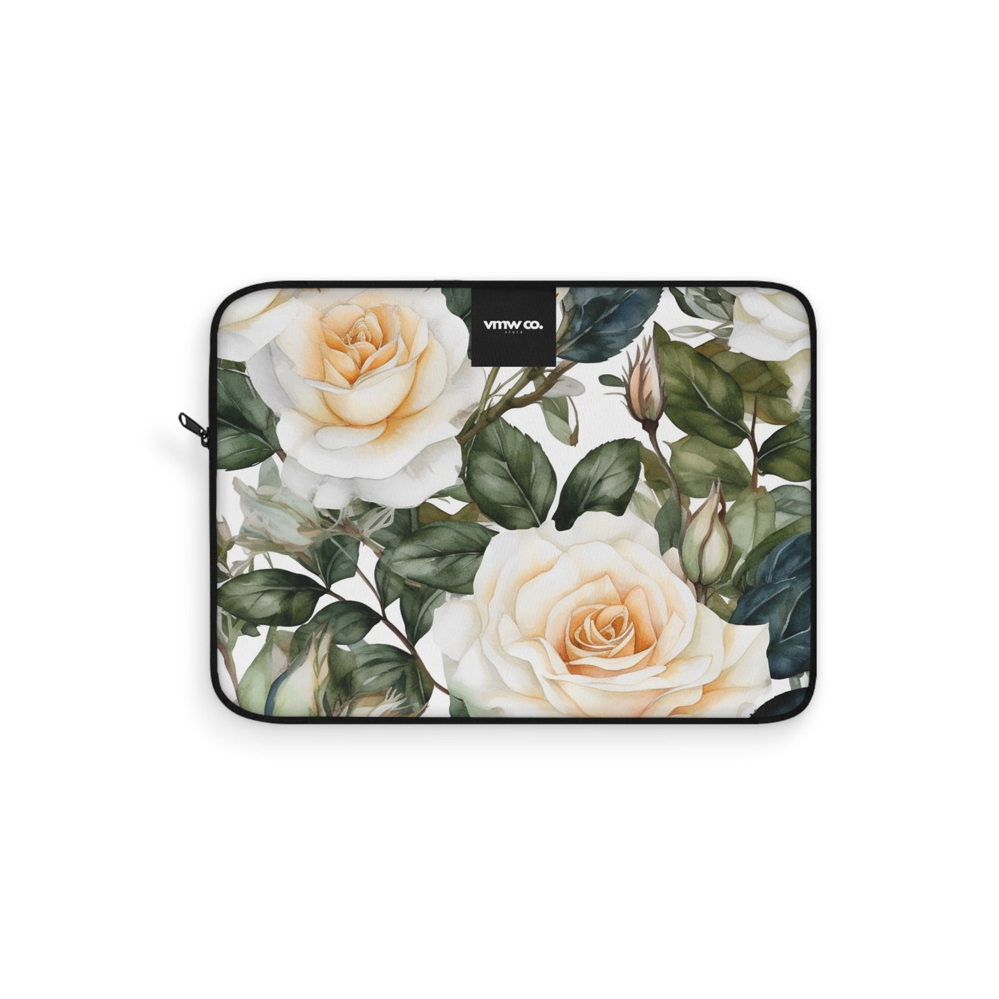 White Rose Floral Pattern Laptop Sleeve