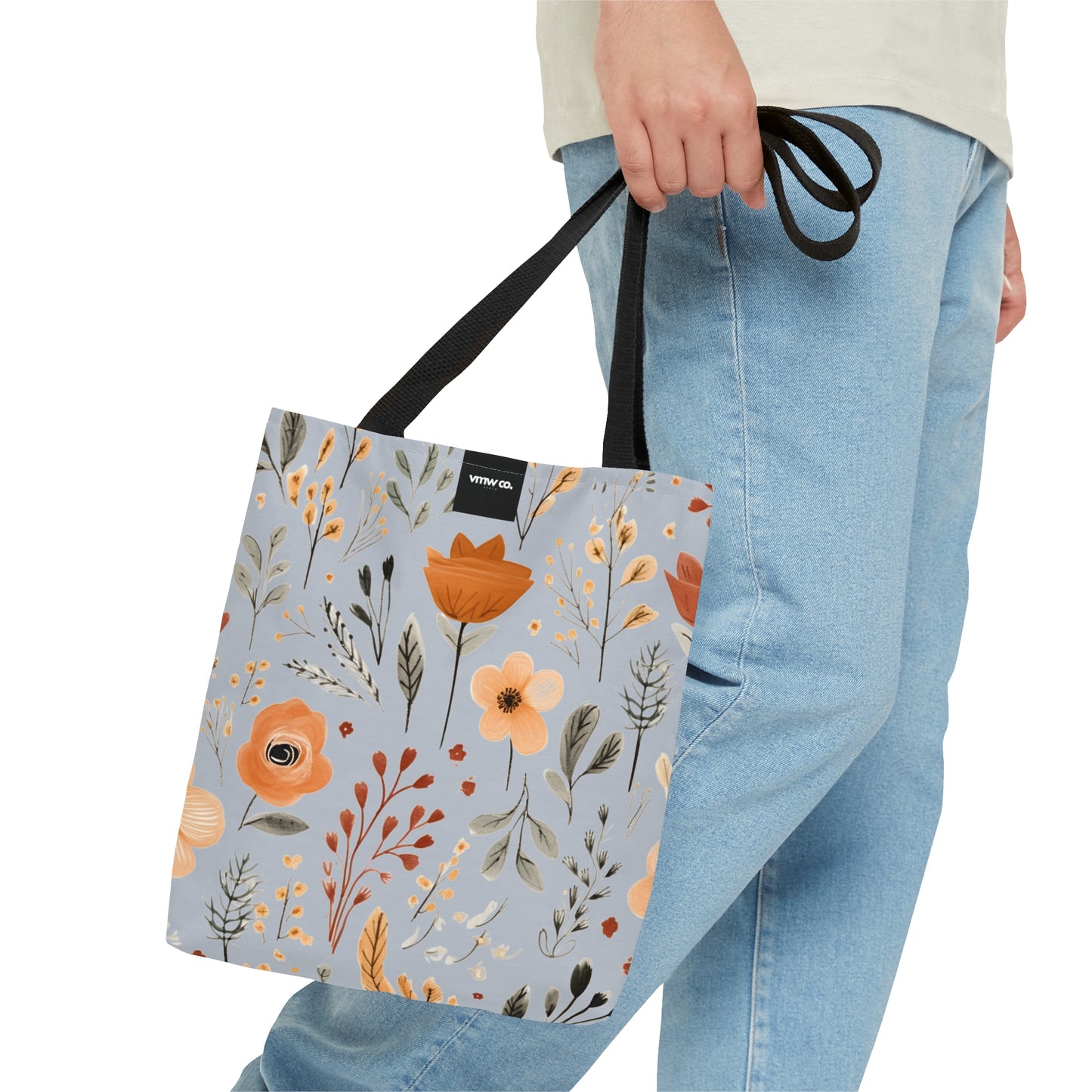 Fall Floral Blue Tote Bag (AOP)