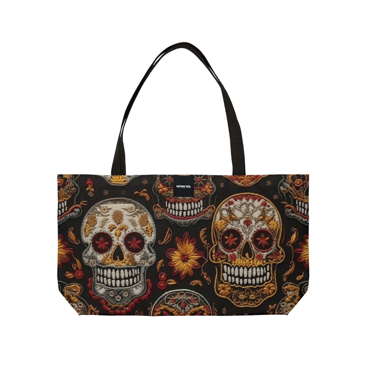Embroidered Skulls Weekender Tote Bag
