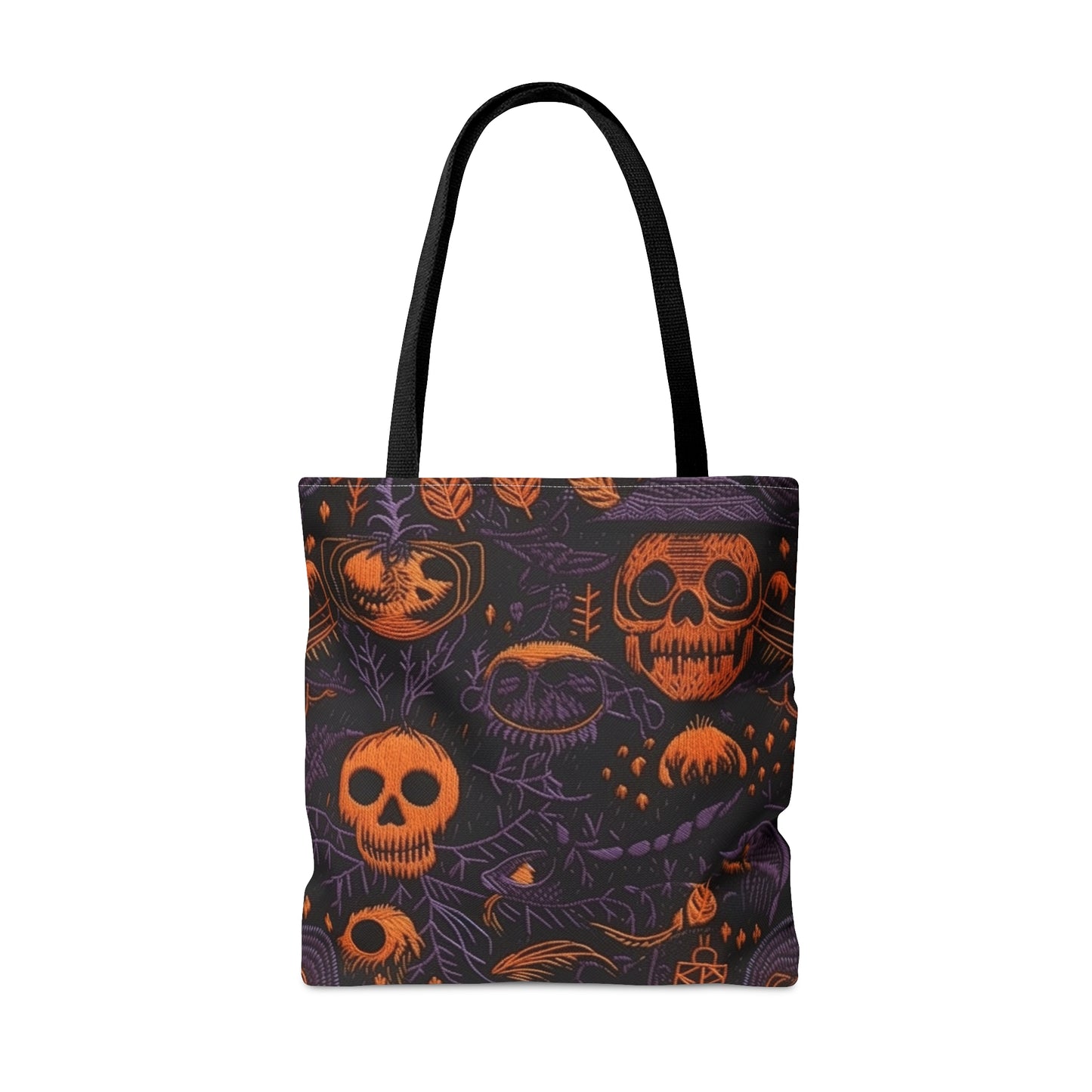 Embroidered Skull Black Purple Tote Bag (AOP)