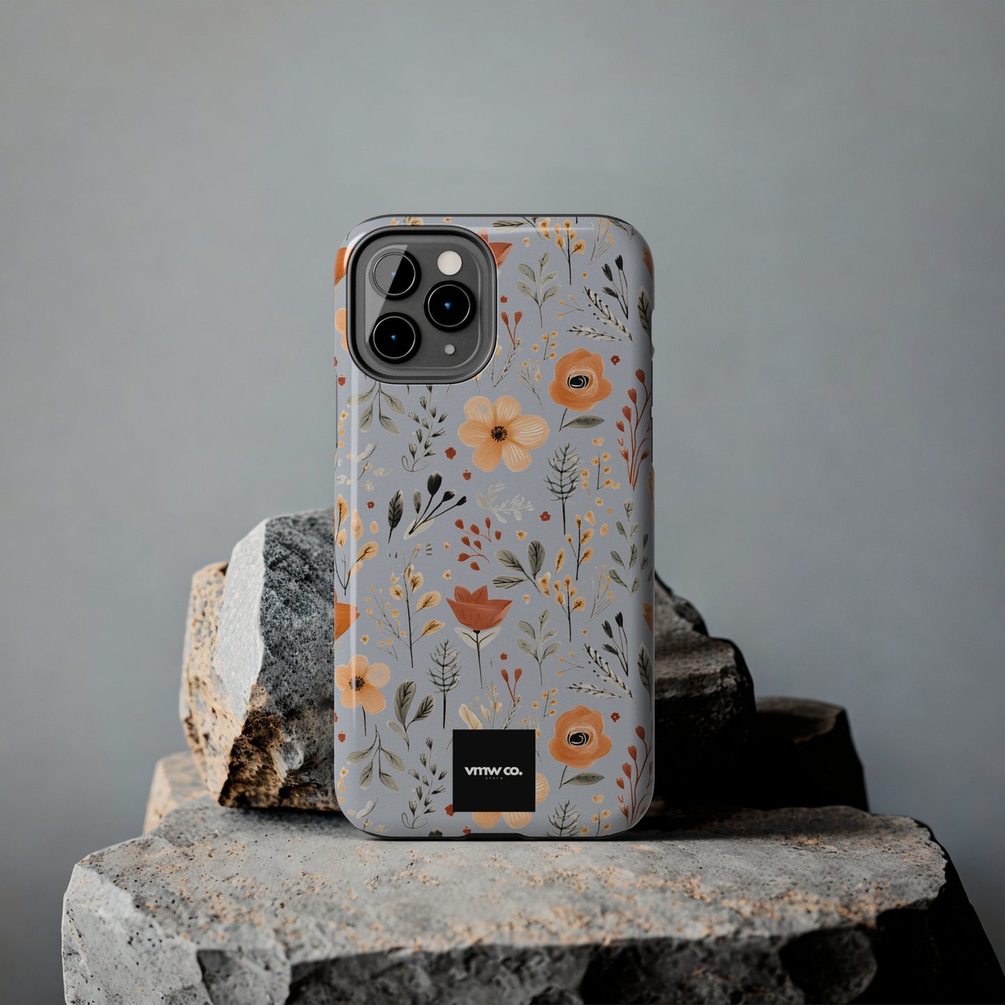 Fall Floral Blue iPhone Tough Phone Cases