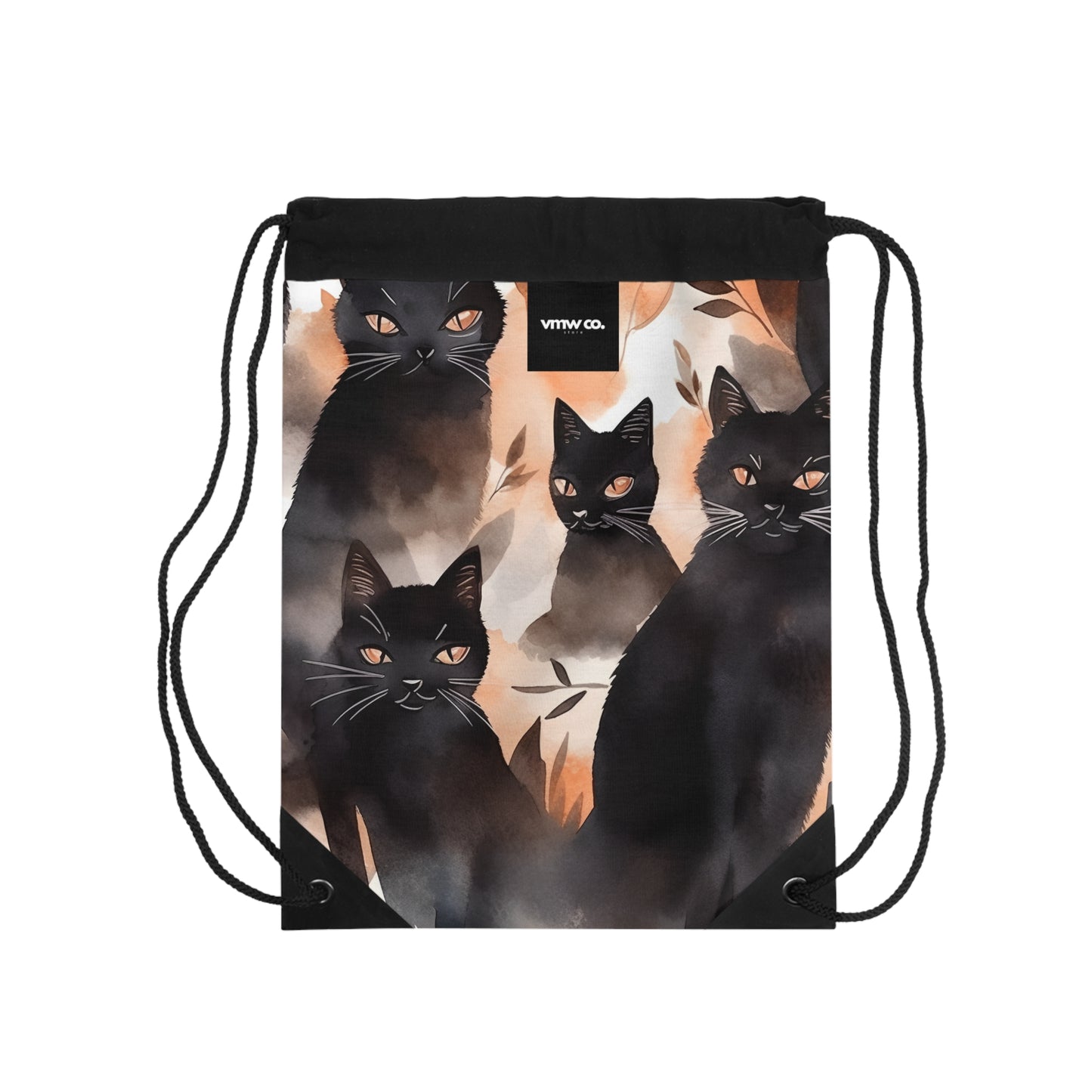 Black Cat Drawstring Bag