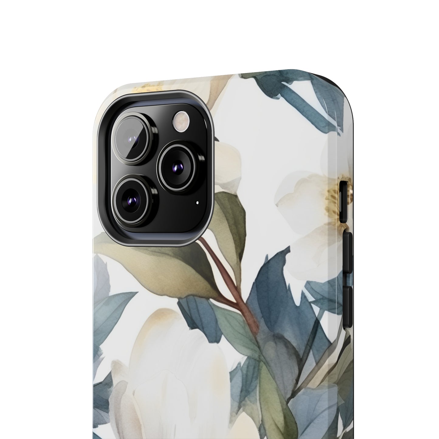 White Blue Floral iPhone Tough Phone Cases