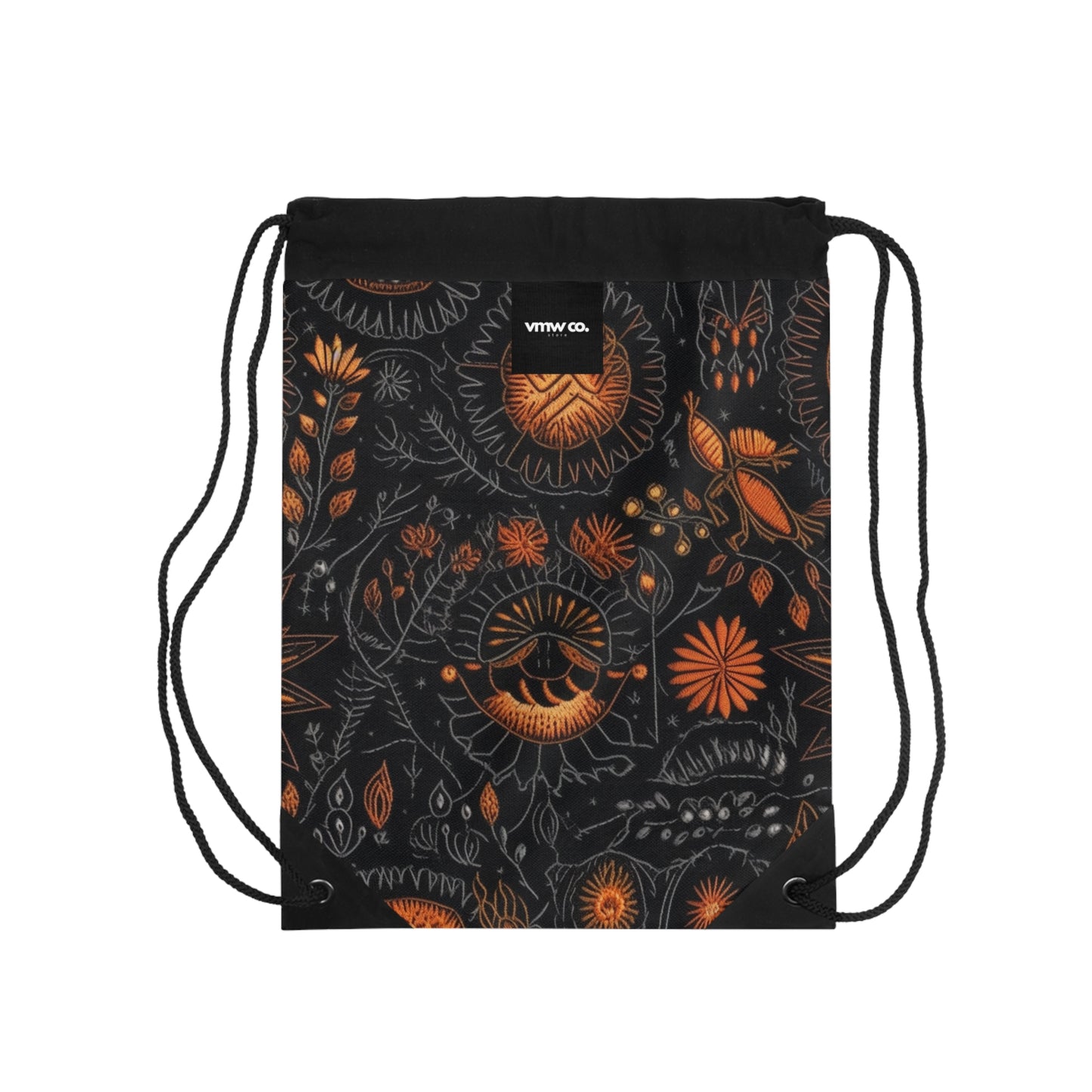 Halloween Black Orange Drawstring Bag