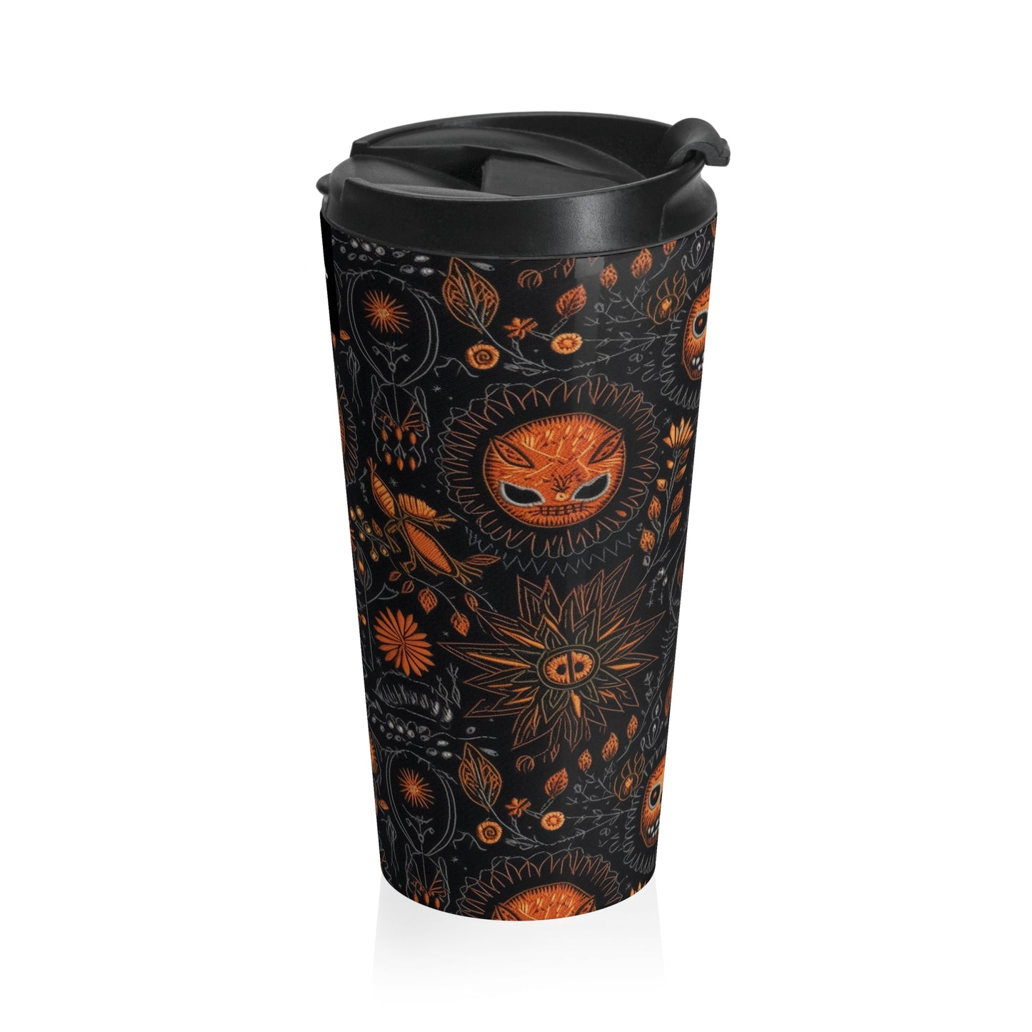 Halloween Black Orange Stainless Steel Travel Mug