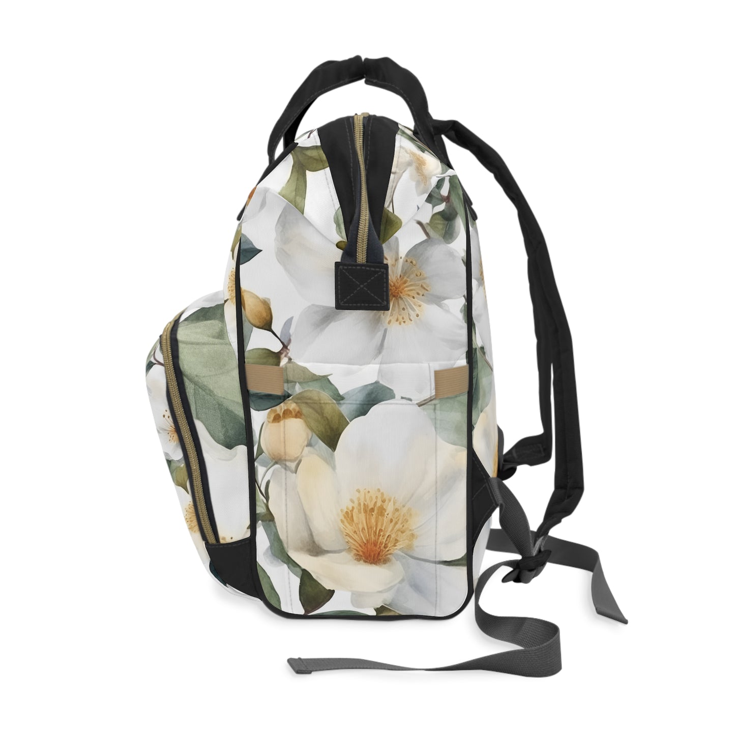 White Floral Multifunctional Diaper Backpack