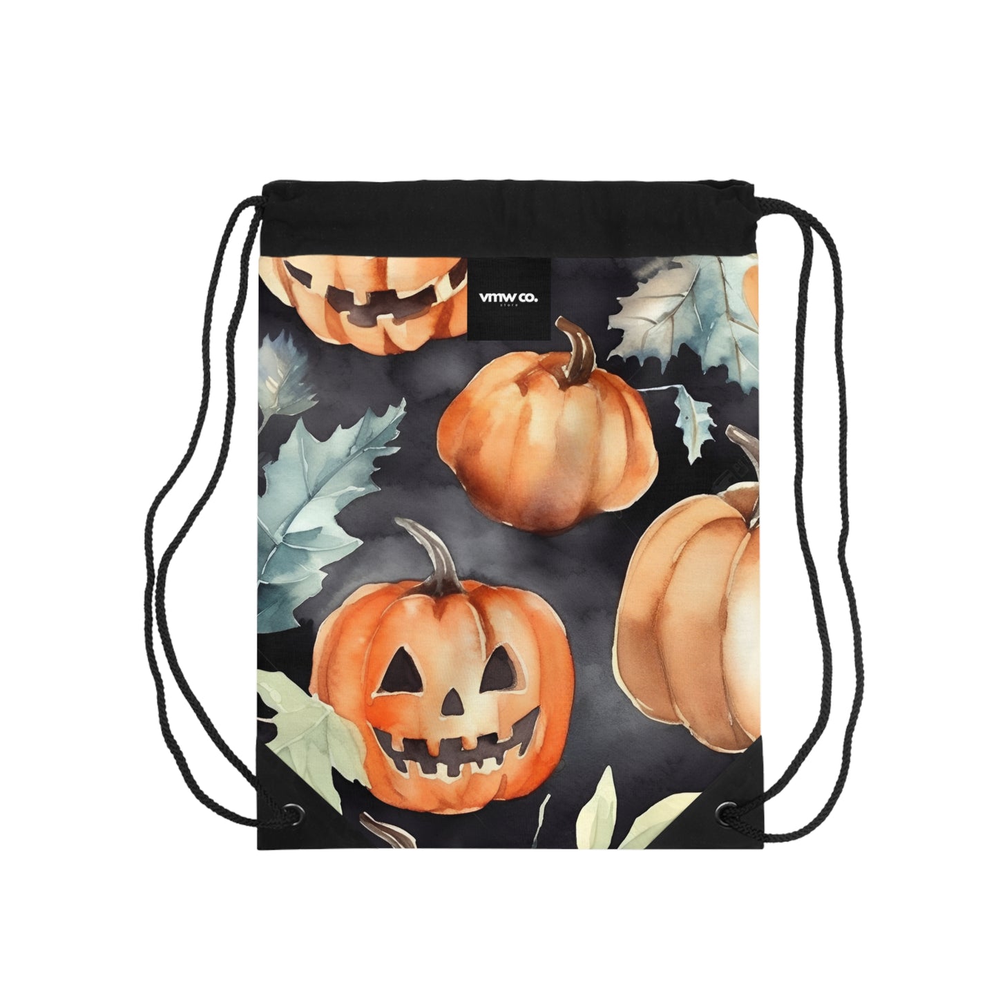 Pumpkin Black Orange Drawstring Bag