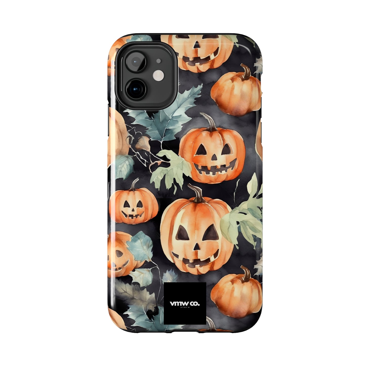Pumpkin Black Orange iPhone Tough Phone Cases