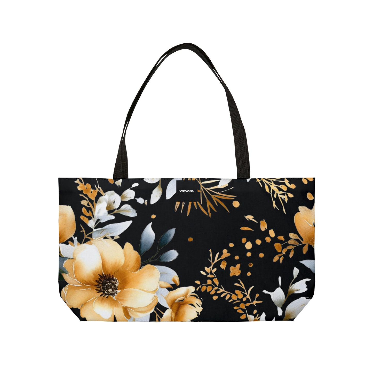 Golden Floral Weekender Tote Bag