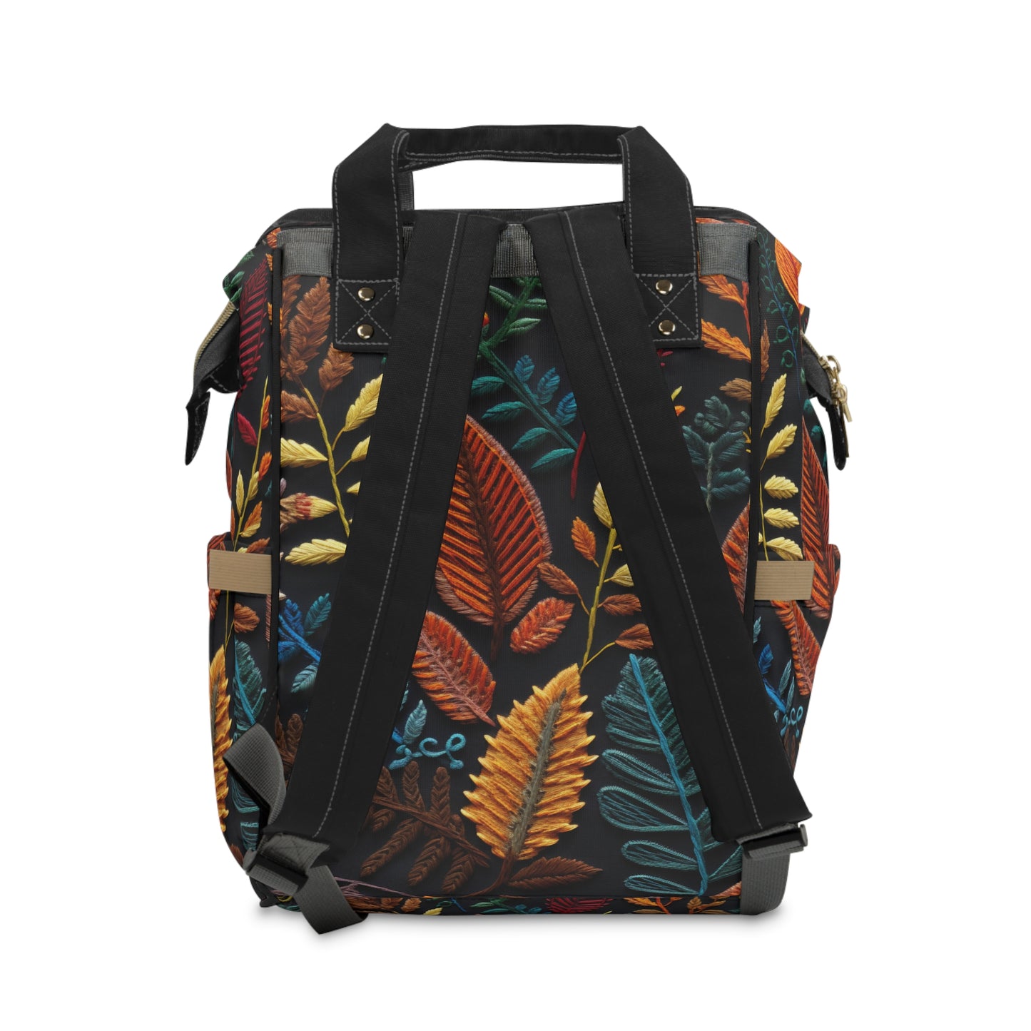 Embroidered Fall Leaves Multifunctional Diaper Backpack